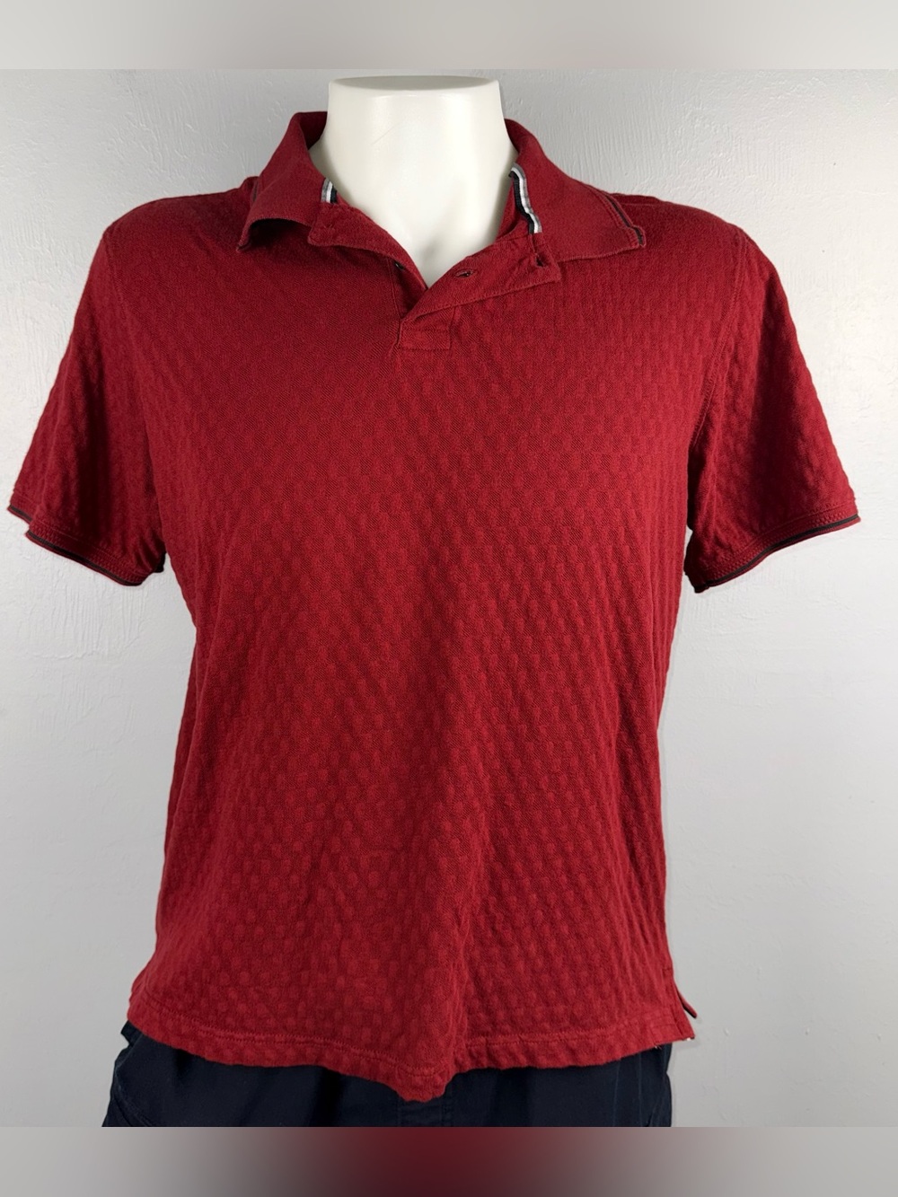 Ted Baker Textured Polo Shirt Men’s M Red Burgundy Classic Preppy